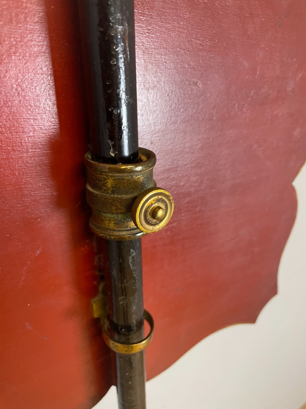 Regency ebonised chinoiserie and parcel gilt pole screen  View XI