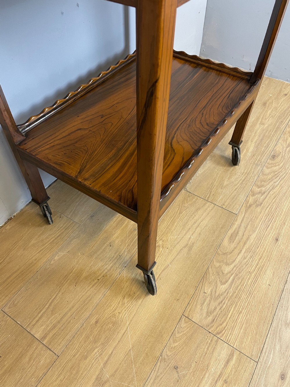 Art Deco burr walnut tea trolley  View III