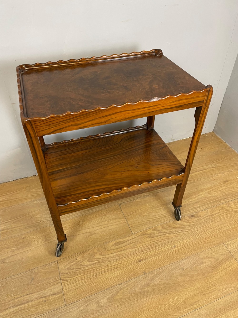 Art Deco burr walnut tea trolley  View IV