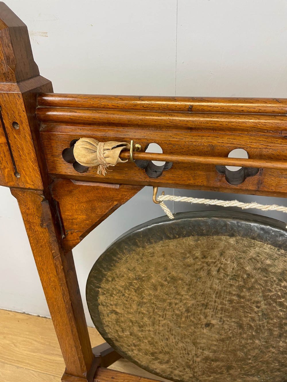Nineteenth century solid oak gothic style dinner gong  View IV