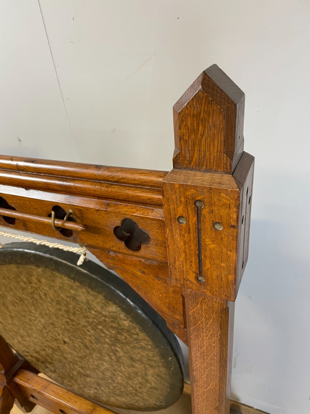 Nineteenth century solid oak gothic style dinner gong  View VI