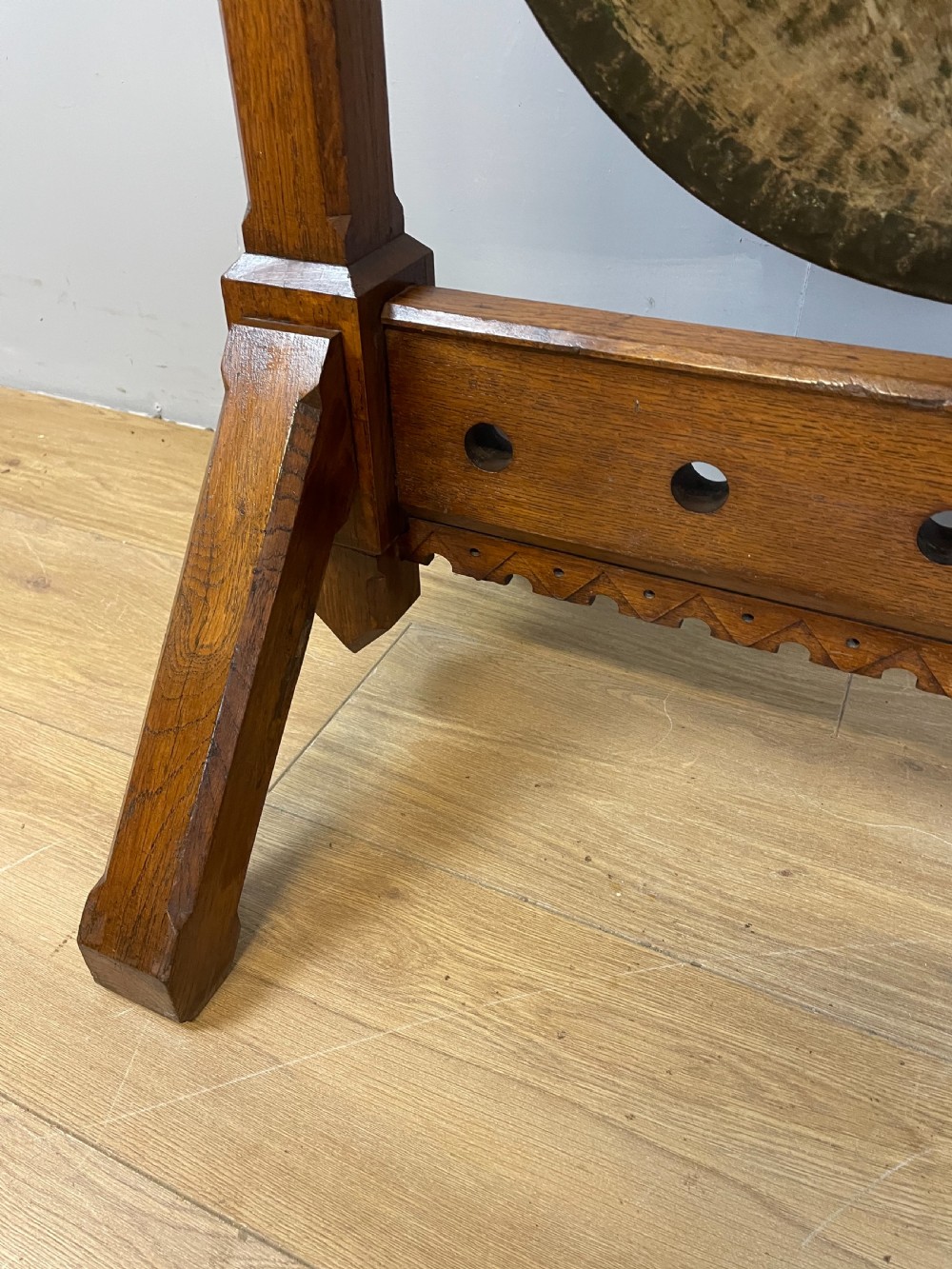 Nineteenth century solid oak gothic style dinner gong  View VII