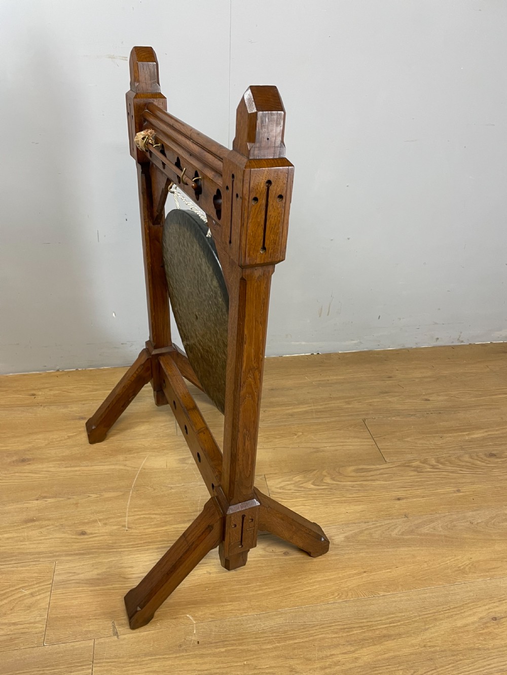Nineteenth century solid oak gothic style dinner gong  View VIII