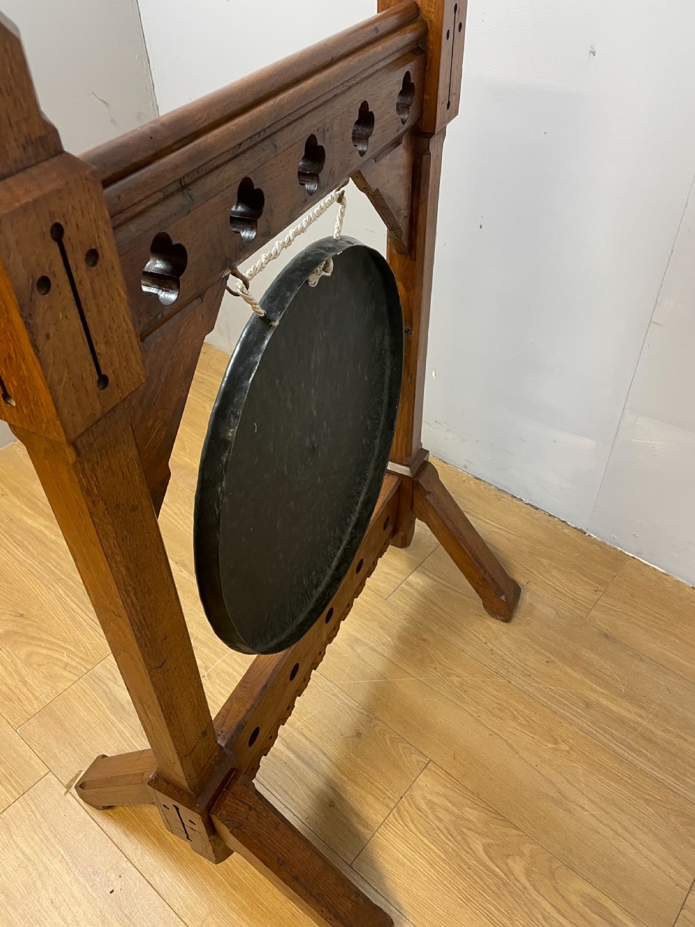 Nineteenth century solid oak gothic style dinner gong  View IX