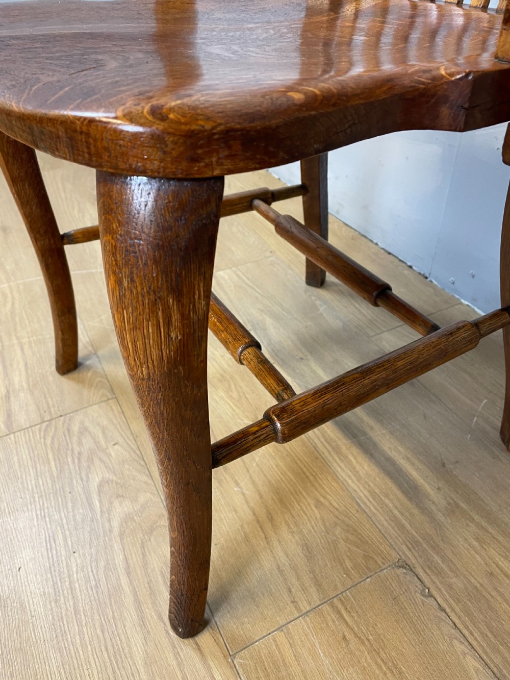 Edwardian solid oak desk chair  View VI