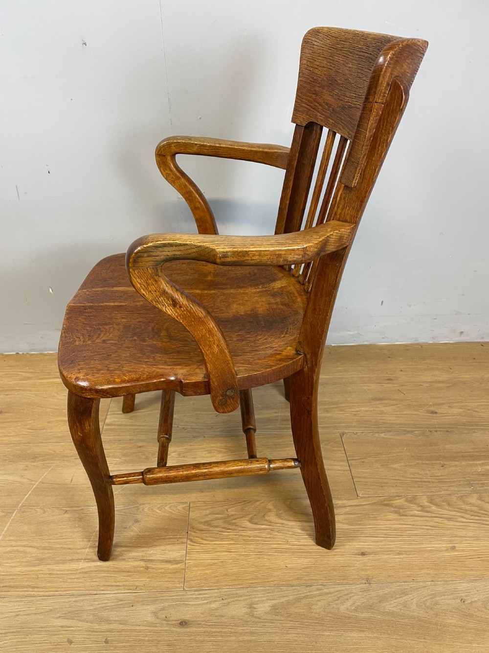Edwardian solid oak desk chair  View VII