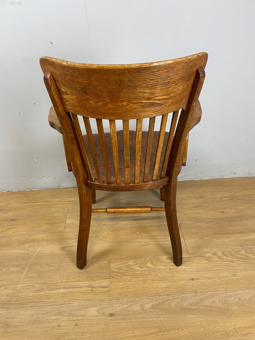 Edwardian solid oak desk chair  View VIII