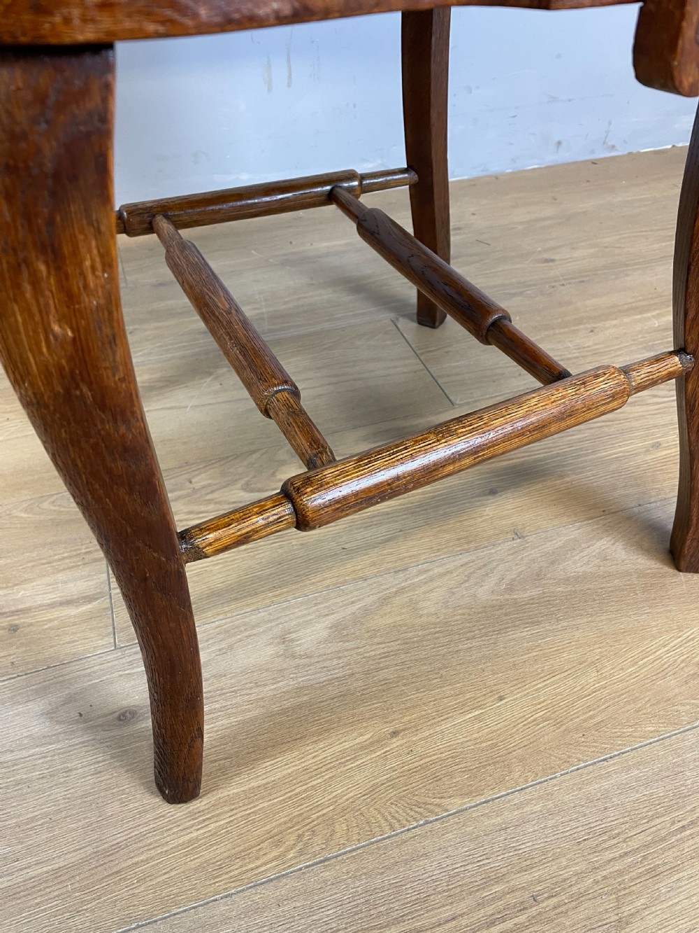 Edwardian solid oak desk chair  View IX