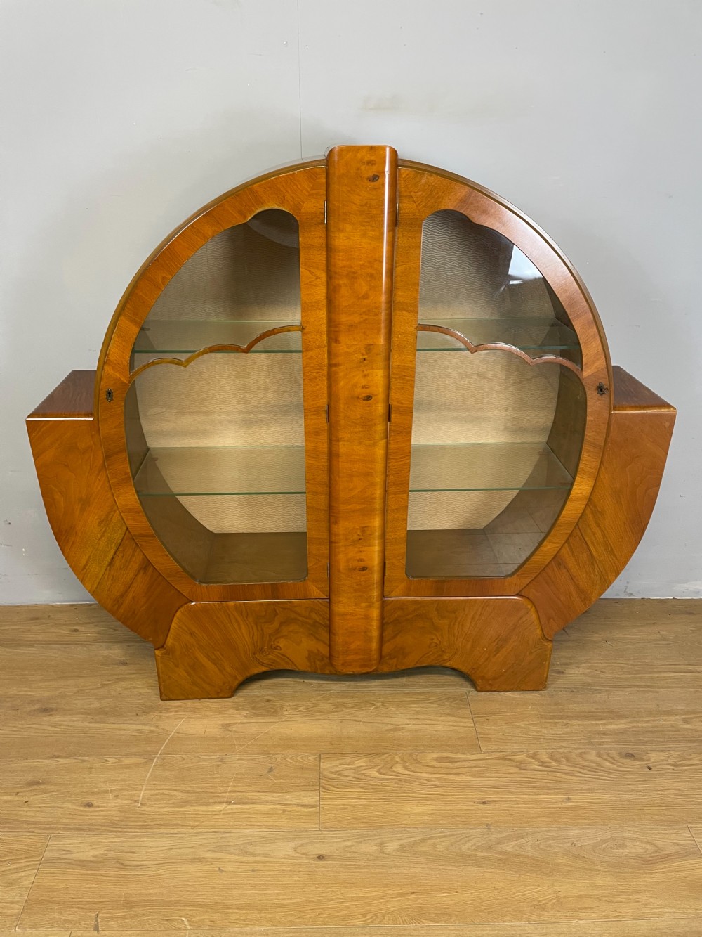 Walnut Art Deco display cabinet