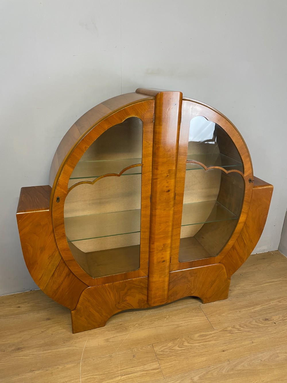 Walnut Art Deco display cabinet View II