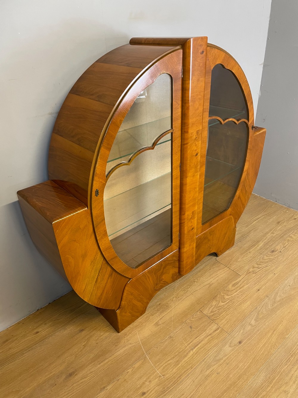 Walnut Art Deco display cabinet View IV