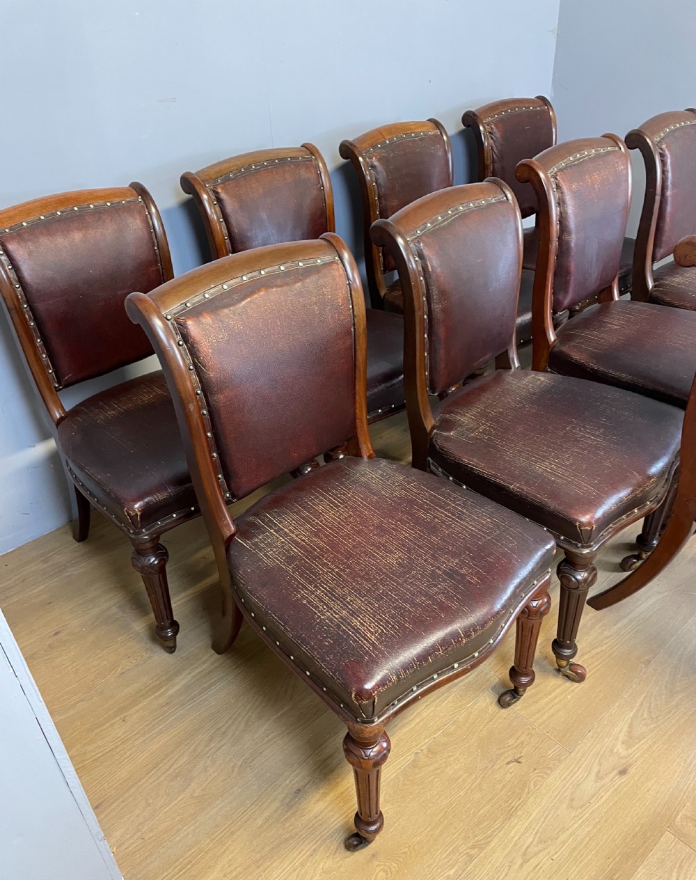 Set of 9 Victorian mahogany dining chairs in original condition  View III