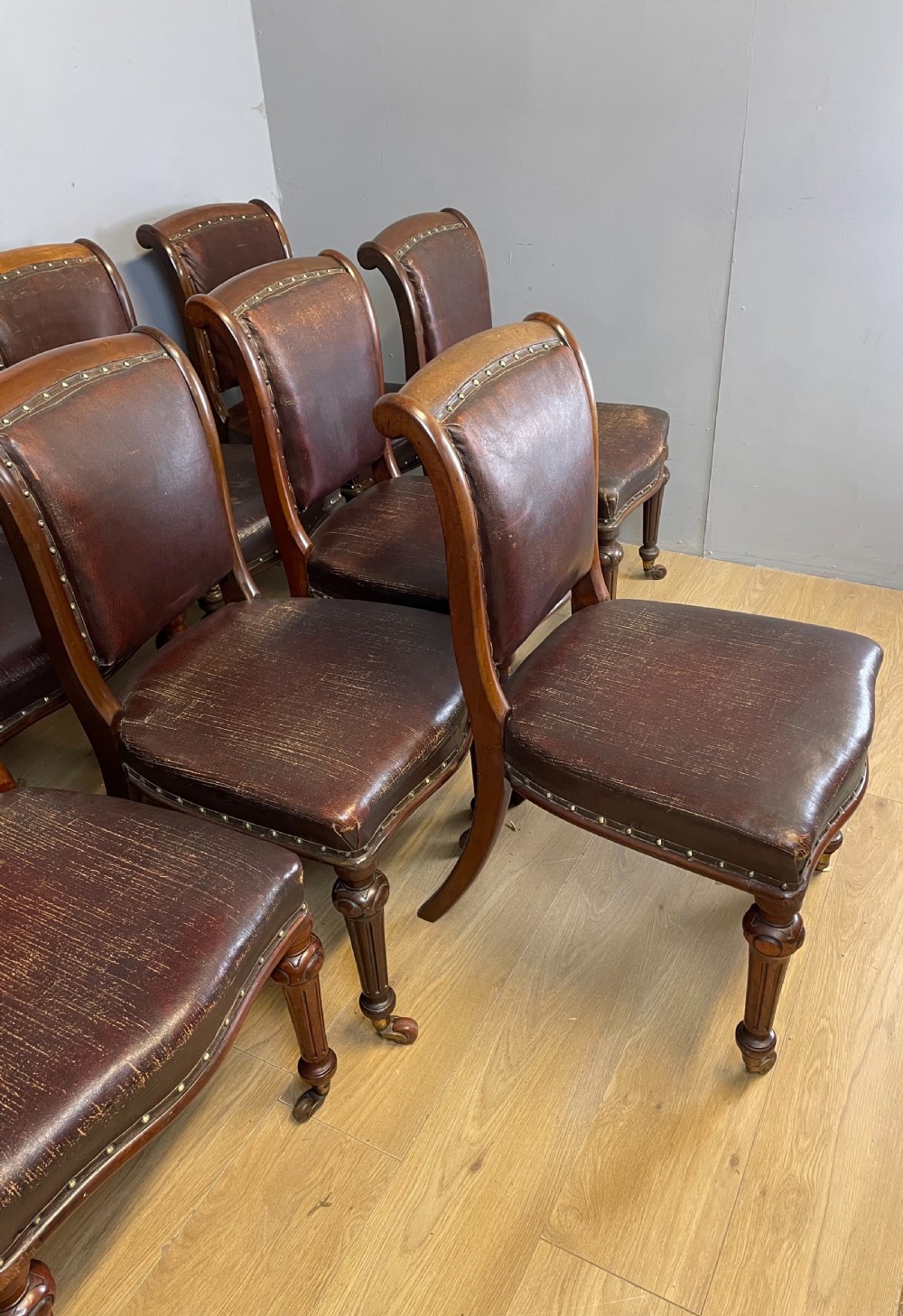 Set of 9 Victorian mahogany dining chairs in original condition  View IV