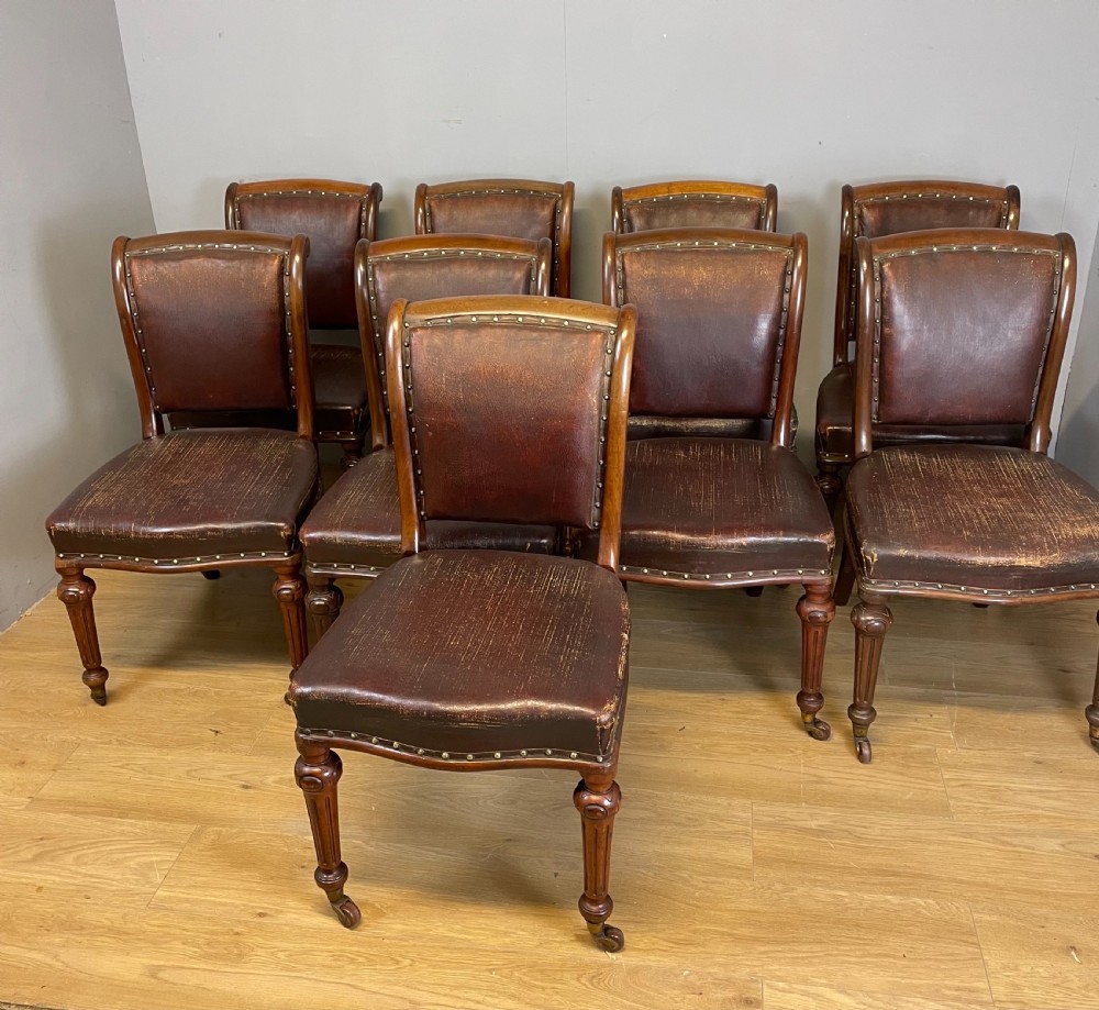 Set of 9 Victorian mahogany dining chairs in original condition  View VI