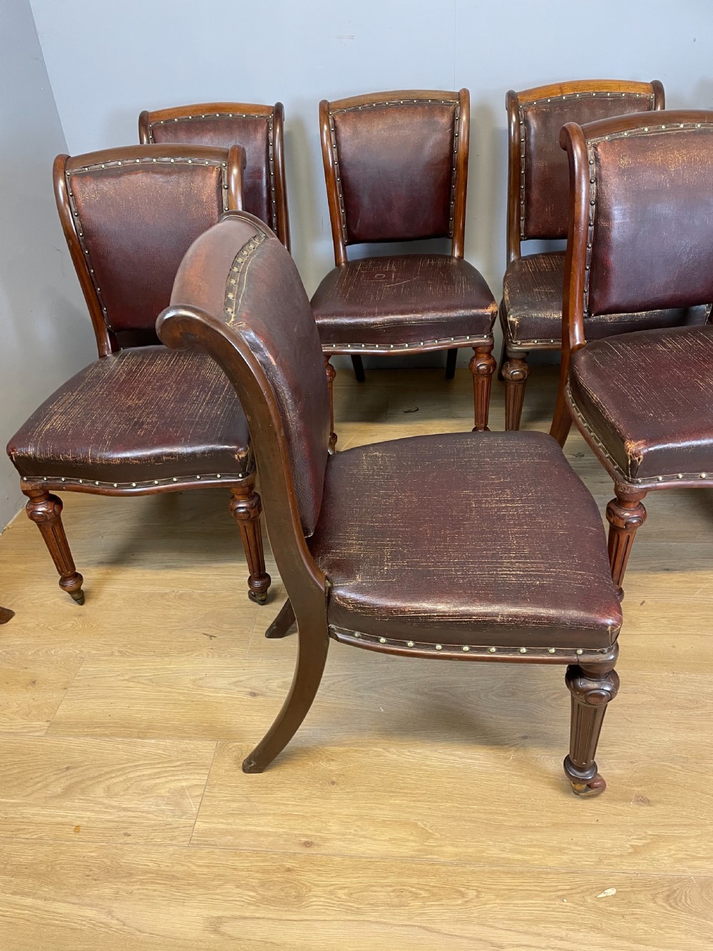 Set of 9 Victorian mahogany dining chairs in original condition  View VIII