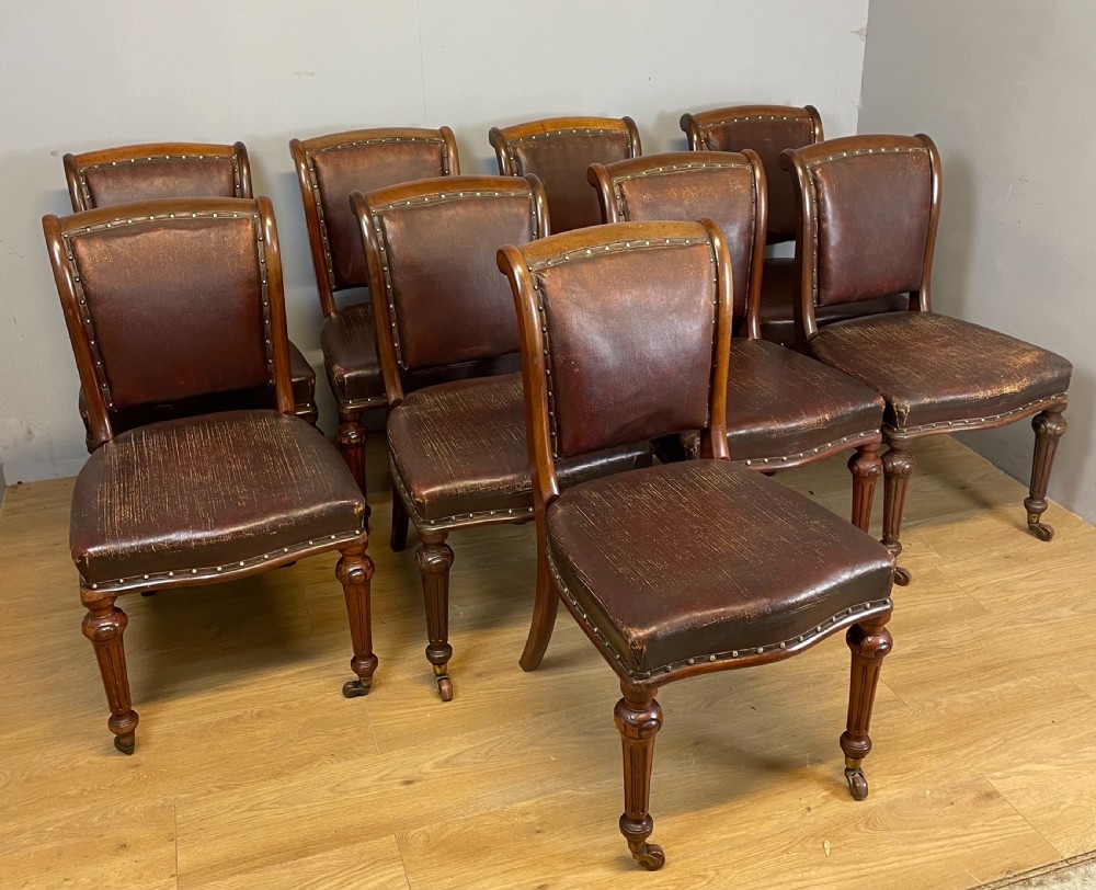 Set of 9 Victorian mahogany dining chairs in original condition  View XIII