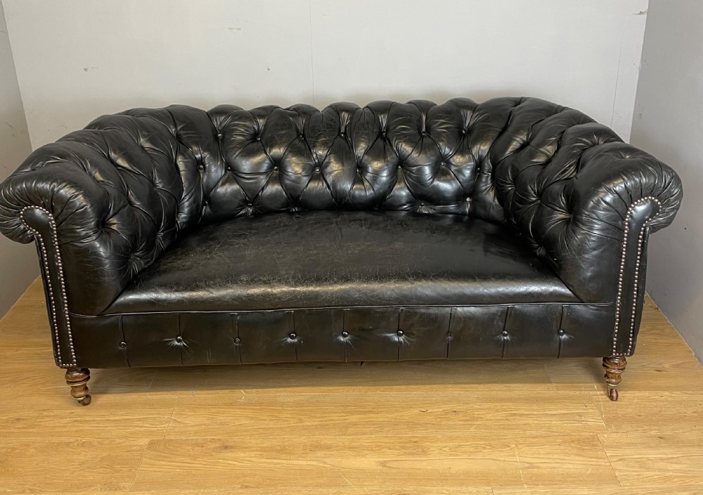 Nineteenth century leather deep buttoned chesterfield  View II