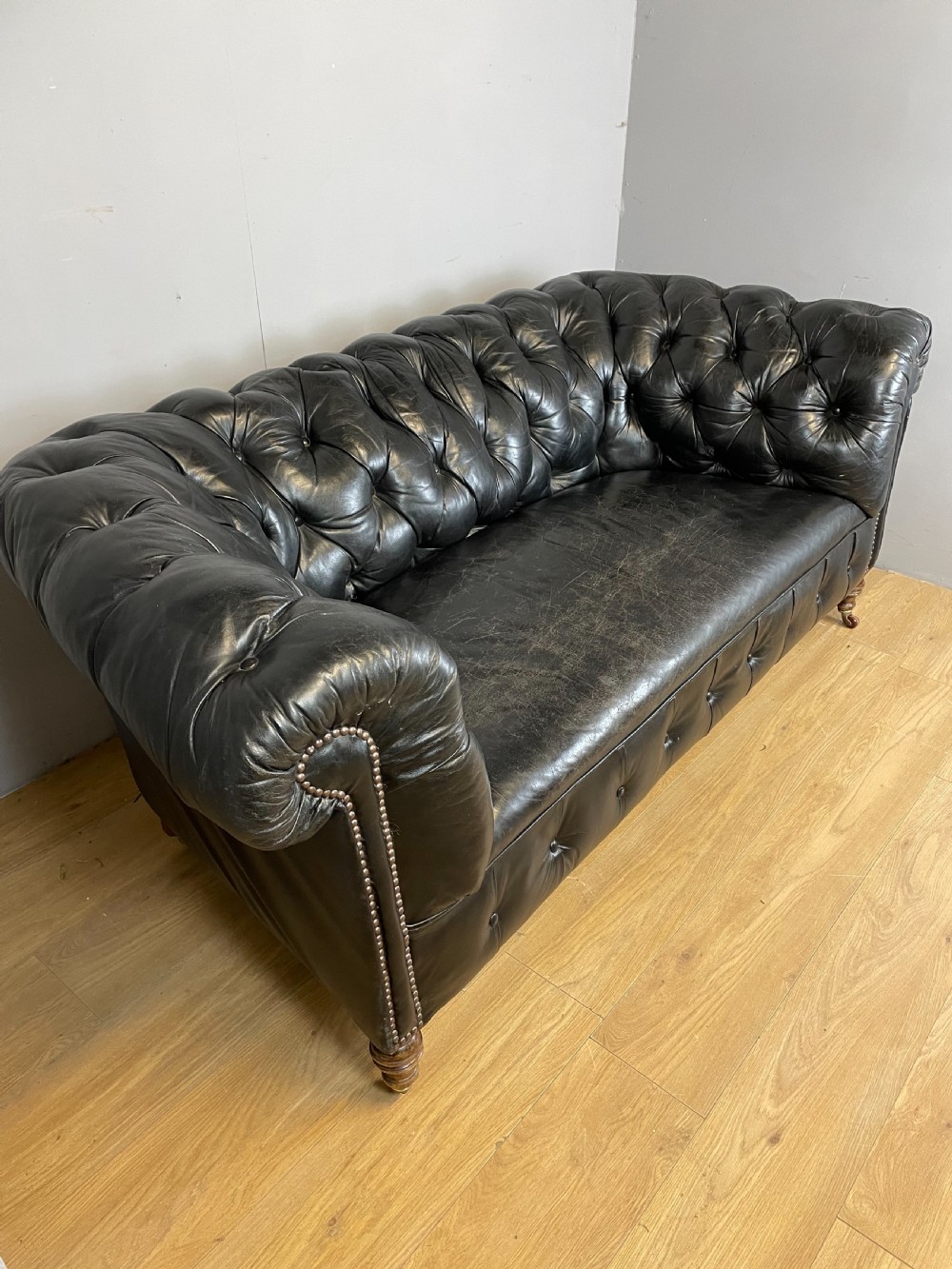 Nineteenth century leather deep buttoned chesterfield  View IV
