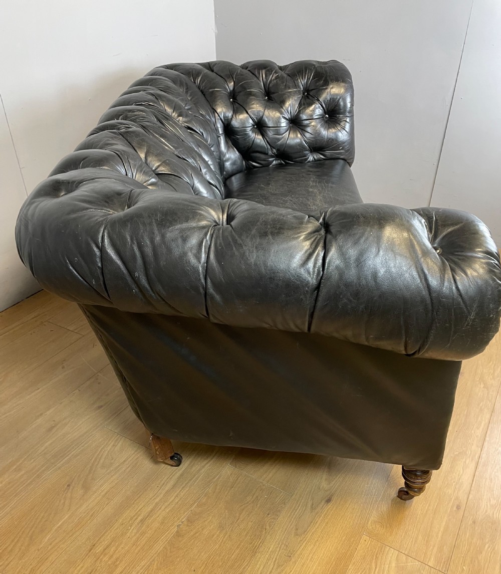 Nineteenth century leather deep buttoned chesterfield  View VIII