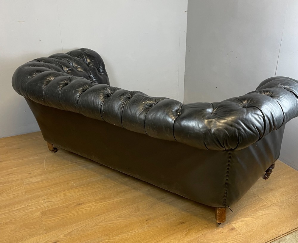 Nineteenth century leather deep buttoned chesterfield  View IX