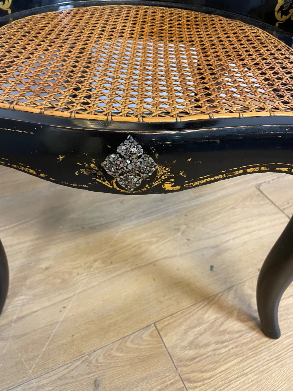 Nineteenth century papier-mâché and black lacquer chair  View IV