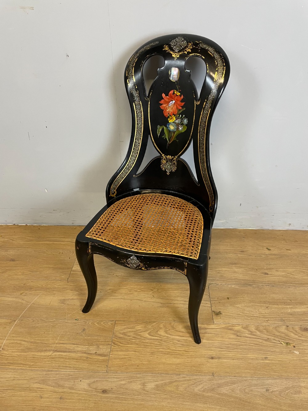 Nineteenth century papier-mâché and black lacquer chair  View IX