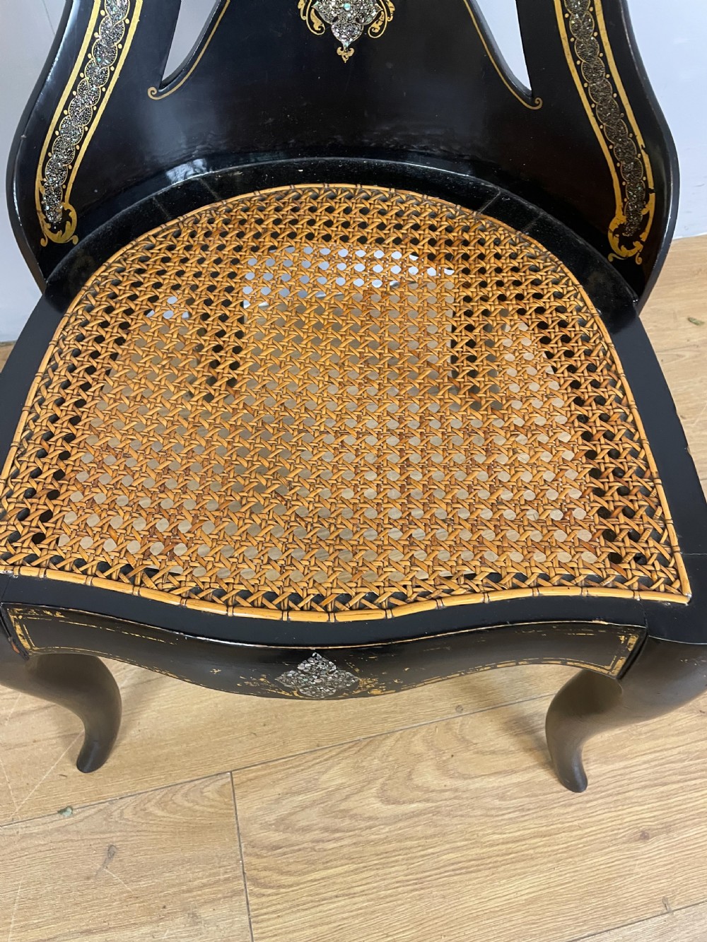 Nineteenth century papier-mâché and black lacquer chair  View XI