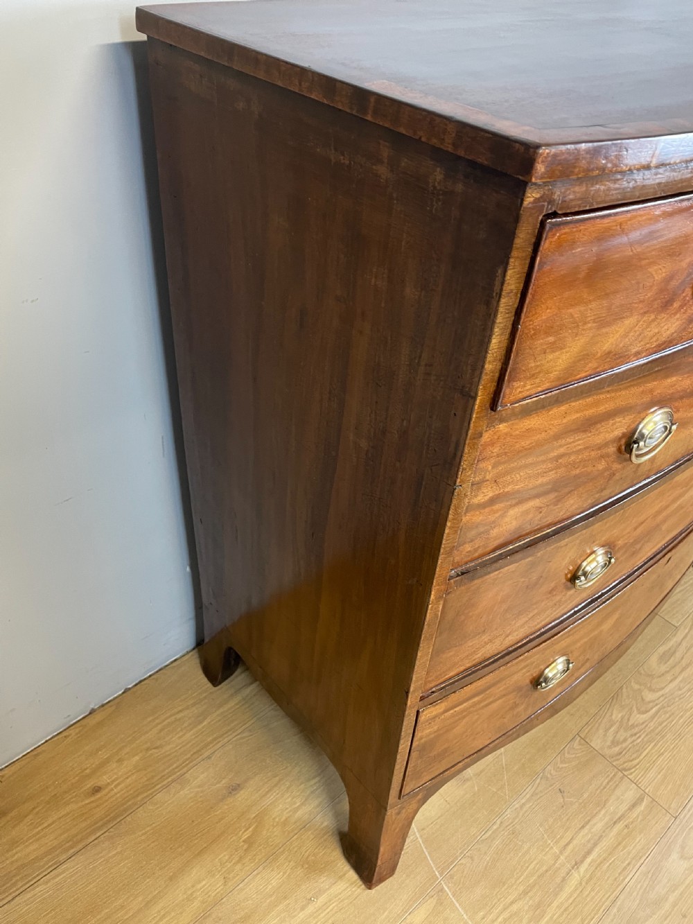 George Third mahogany bow front chest of drawers  View V