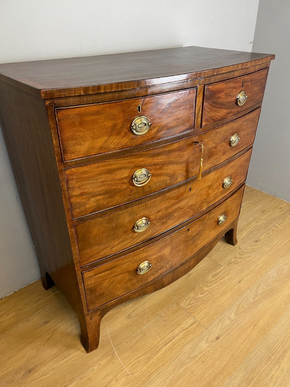 George Third mahogany bow front chest of drawers  View X