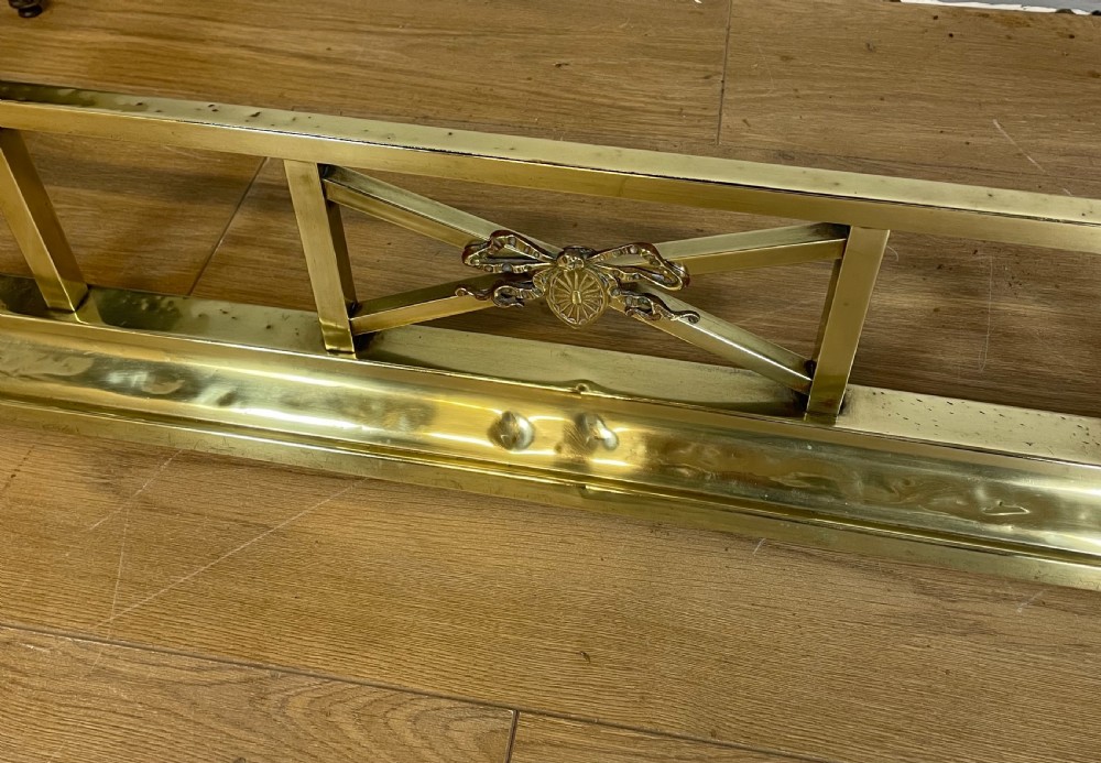 Edwardian brass and leather club fender View IV