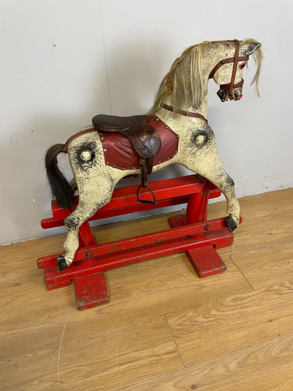 Edwardian carved wood rocking horse circa 1910