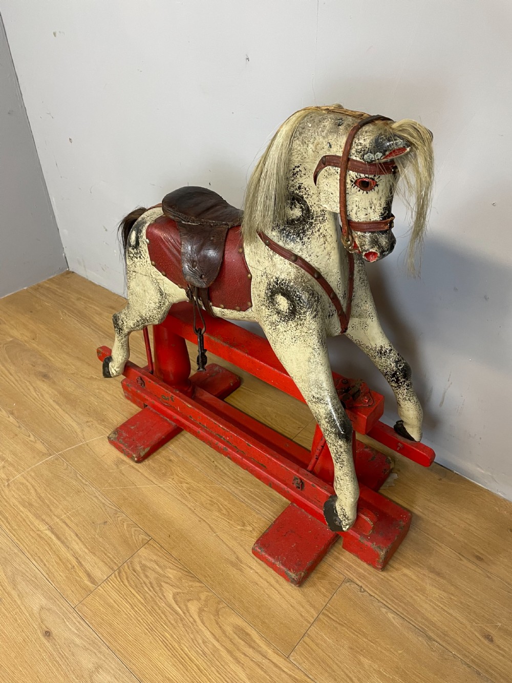 Edwardian carved wood rocking horse circa 1910 View II