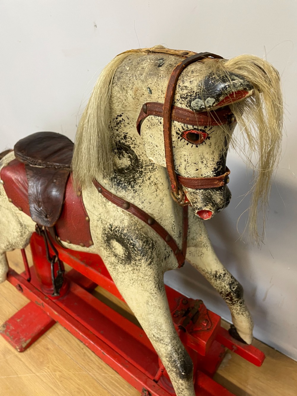 Edwardian carved wood rocking horse circa 1910 View III