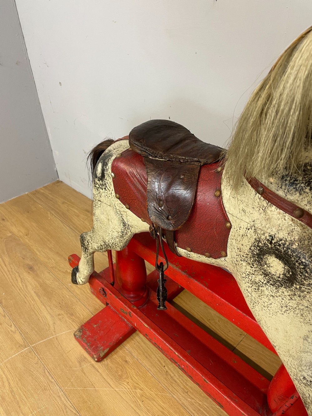 Edwardian carved wood rocking horse circa 1910 View IV