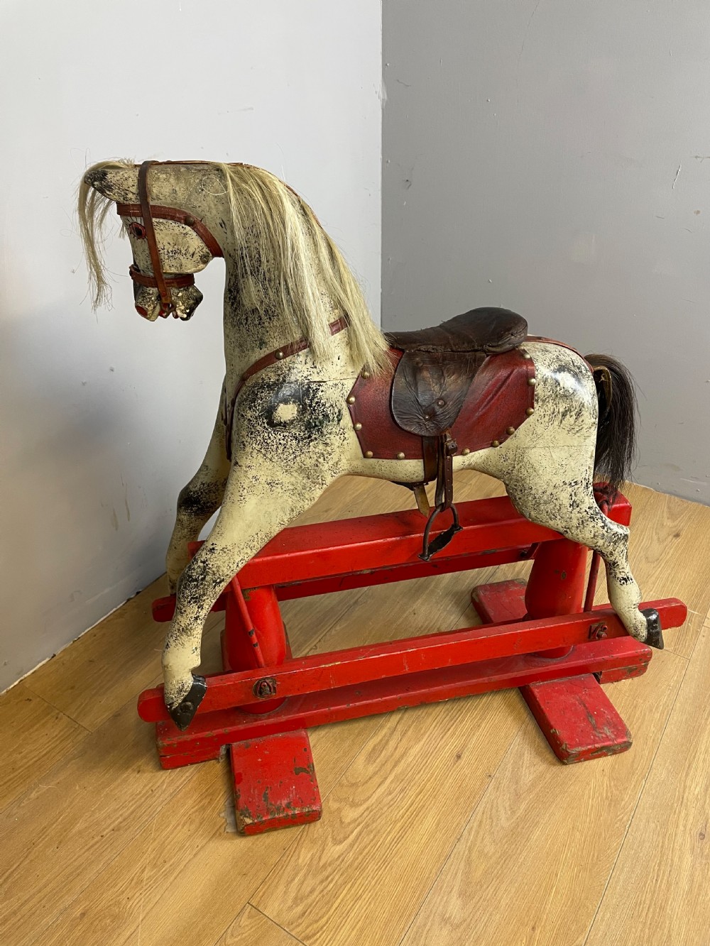 Edwardian carved wood rocking horse circa 1910 View VII