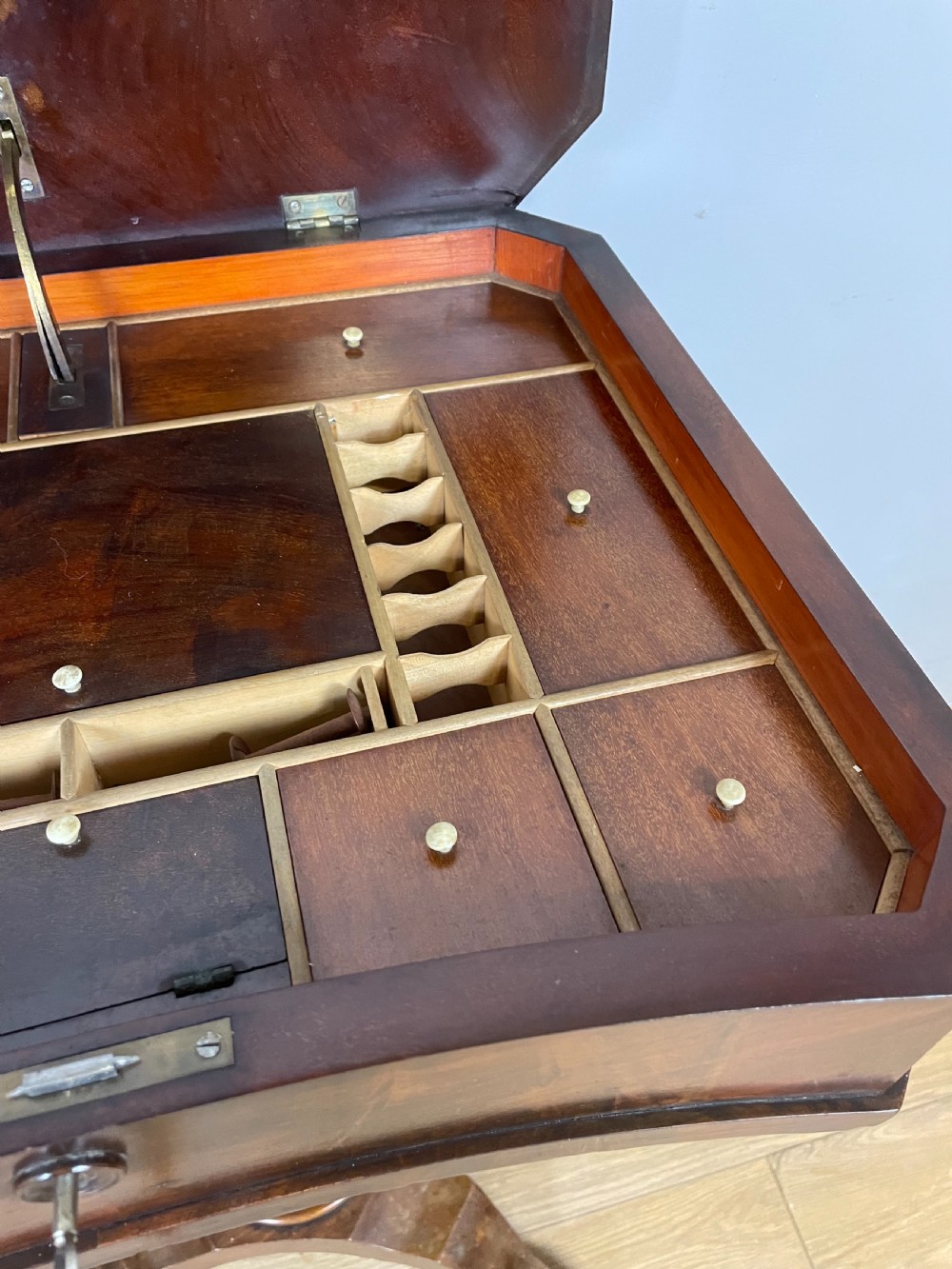 Flame mahogany mid nineteenth century sewing table  View VI