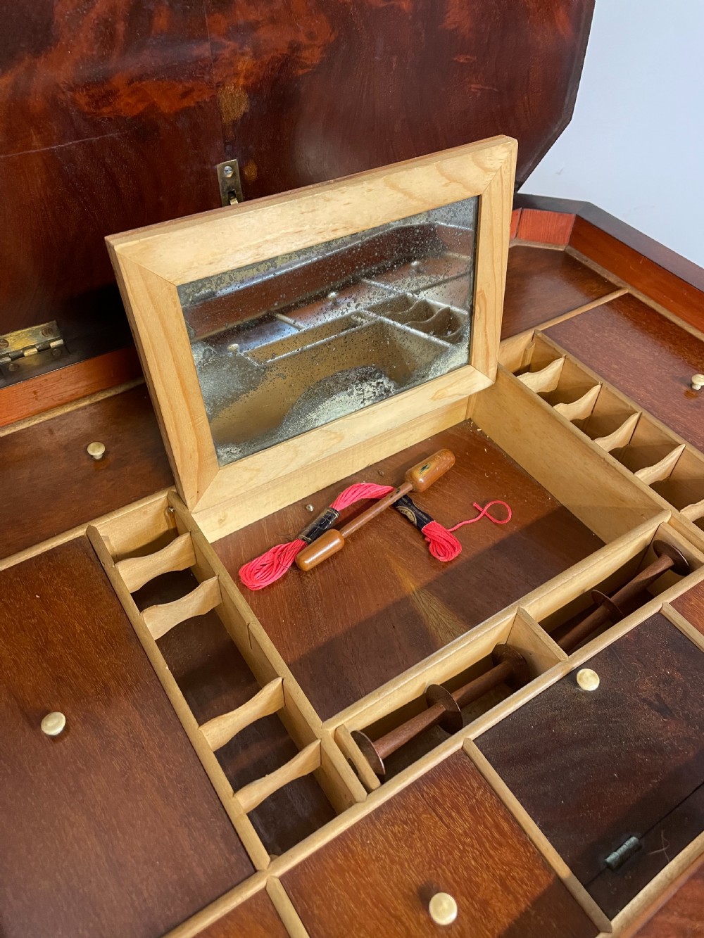 Flame mahogany mid nineteenth century sewing table  View VIII