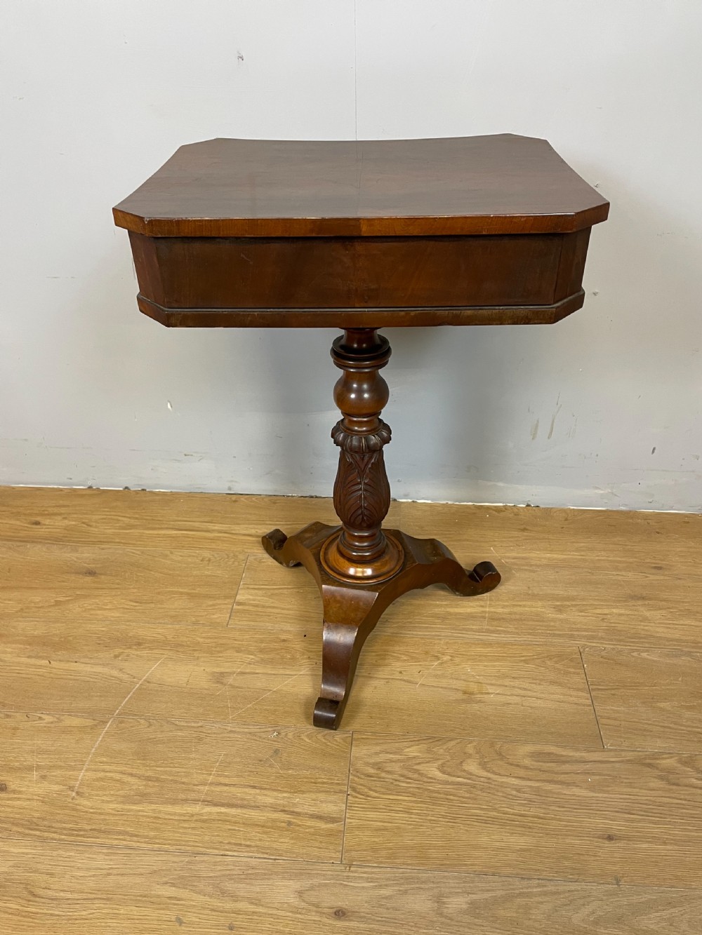 Flame mahogany mid nineteenth century sewing table  View XI