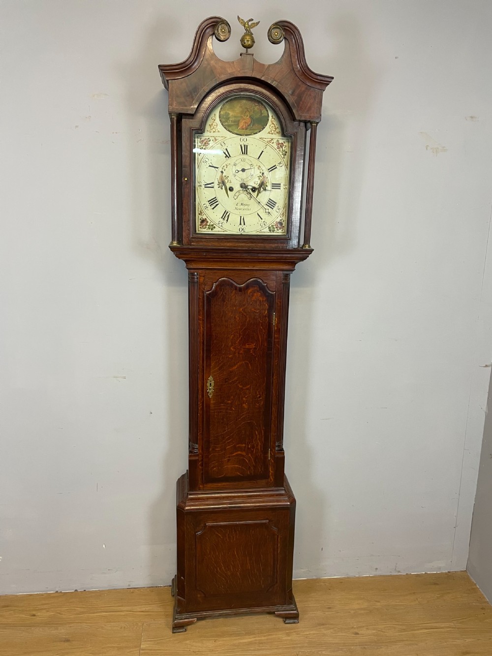Georgian oak eight day longcase clock by Massey Newcastle 