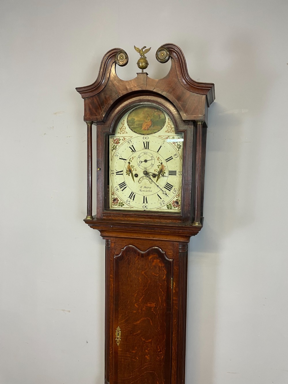 Georgian oak eight day longcase clock by Massey Newcastle  View III