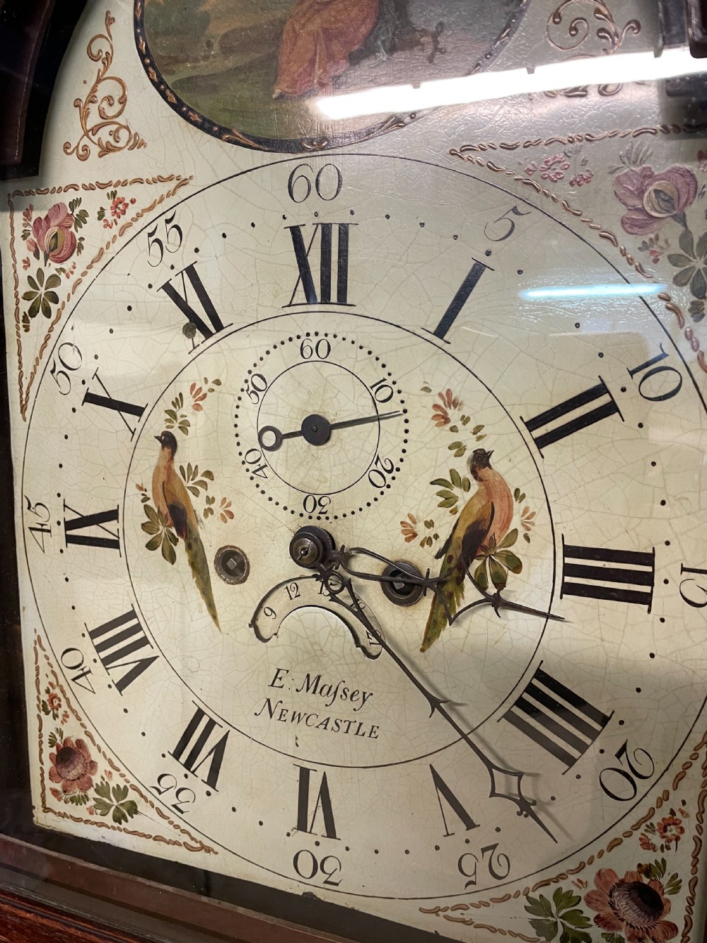 Georgian oak eight day longcase clock by Massey Newcastle  View V
