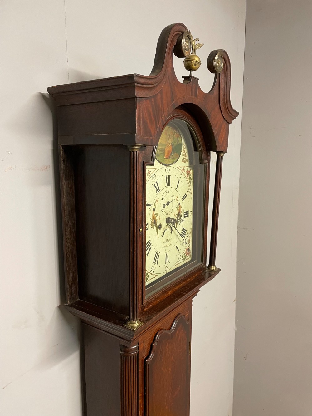 Georgian oak eight day longcase clock by Massey Newcastle  View VIII
