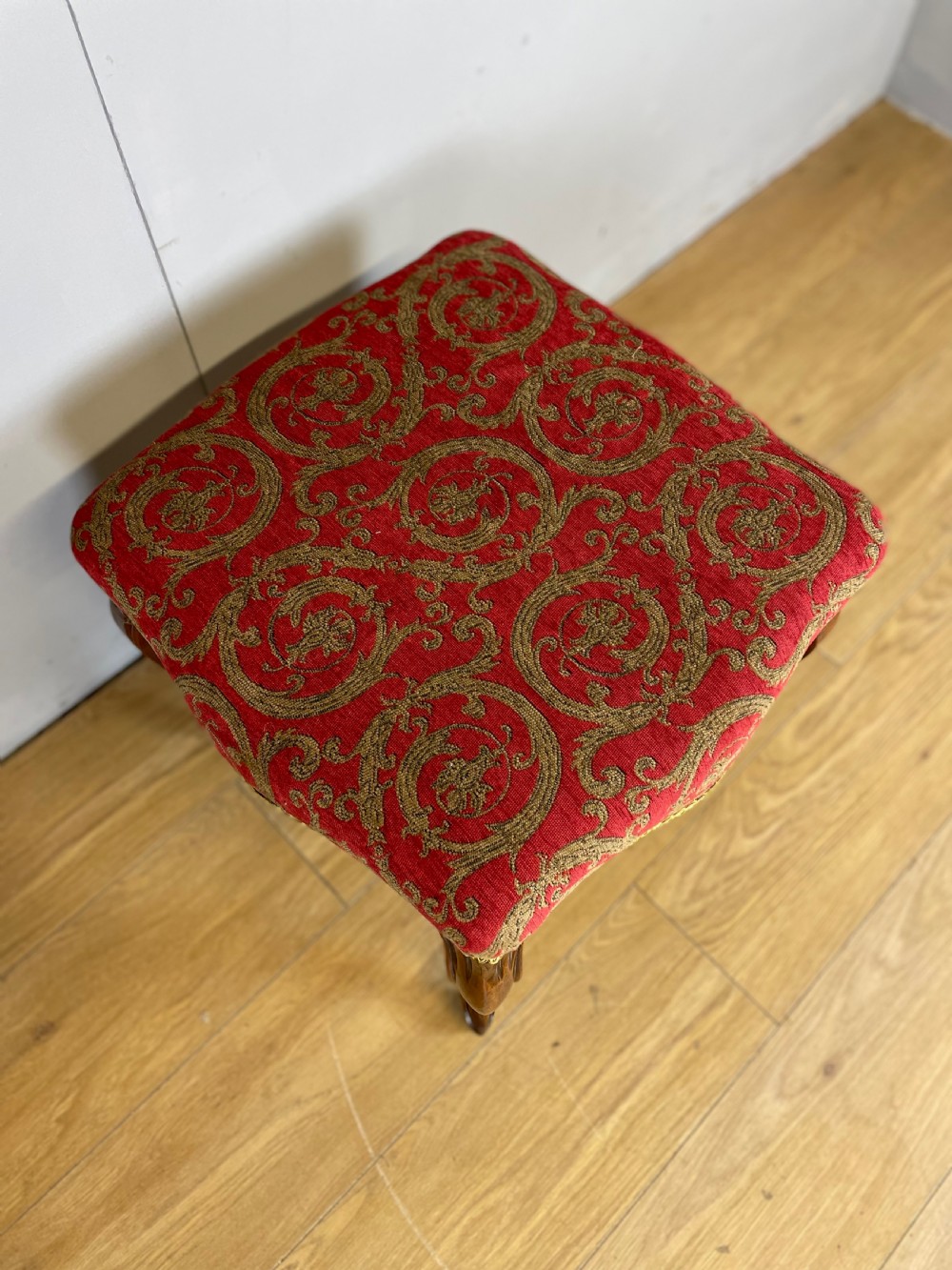 Nineteenth century serpentine stool with walnut cabriole legs  View IV