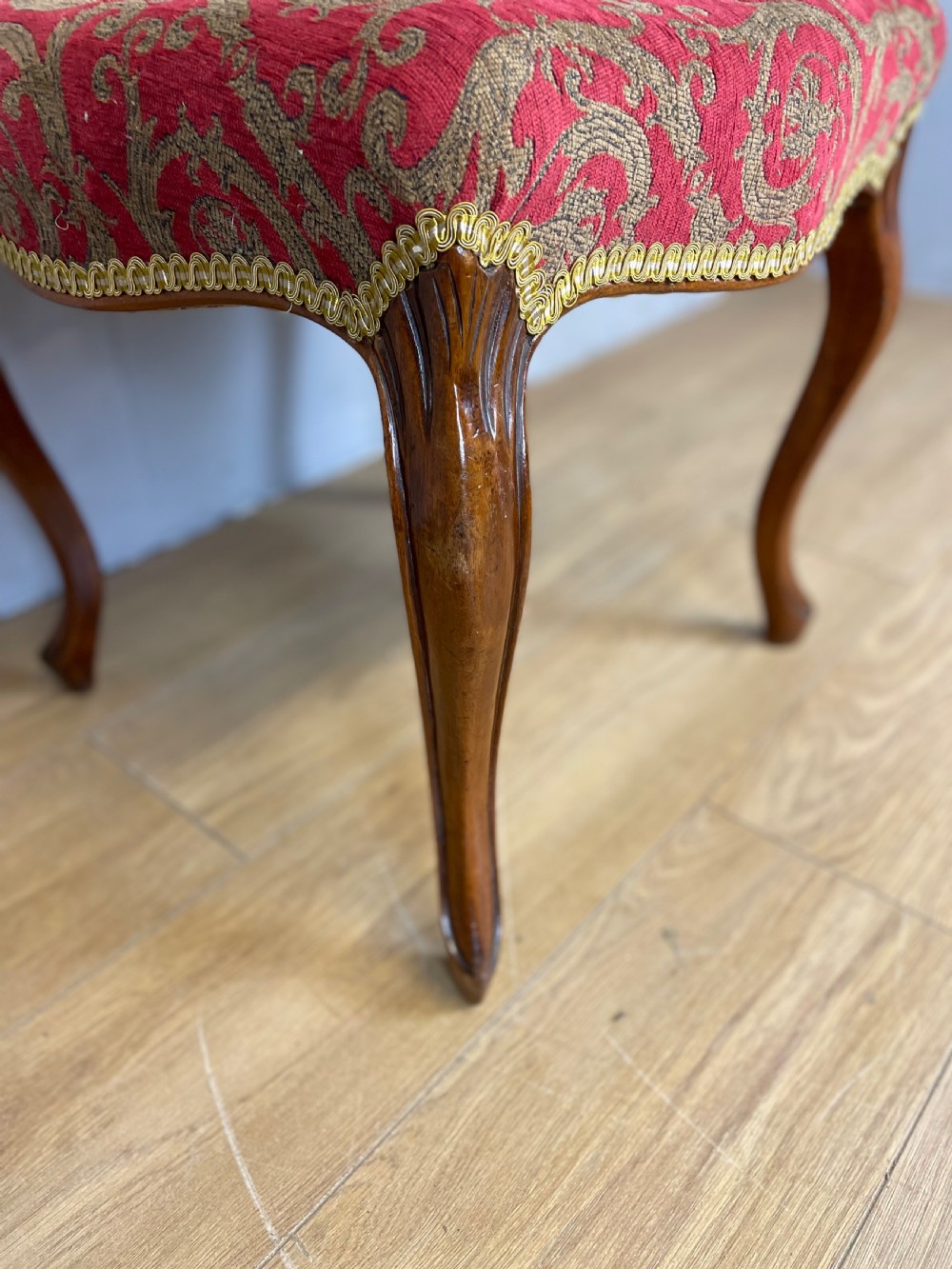 Nineteenth century serpentine stool with walnut cabriole legs  View V