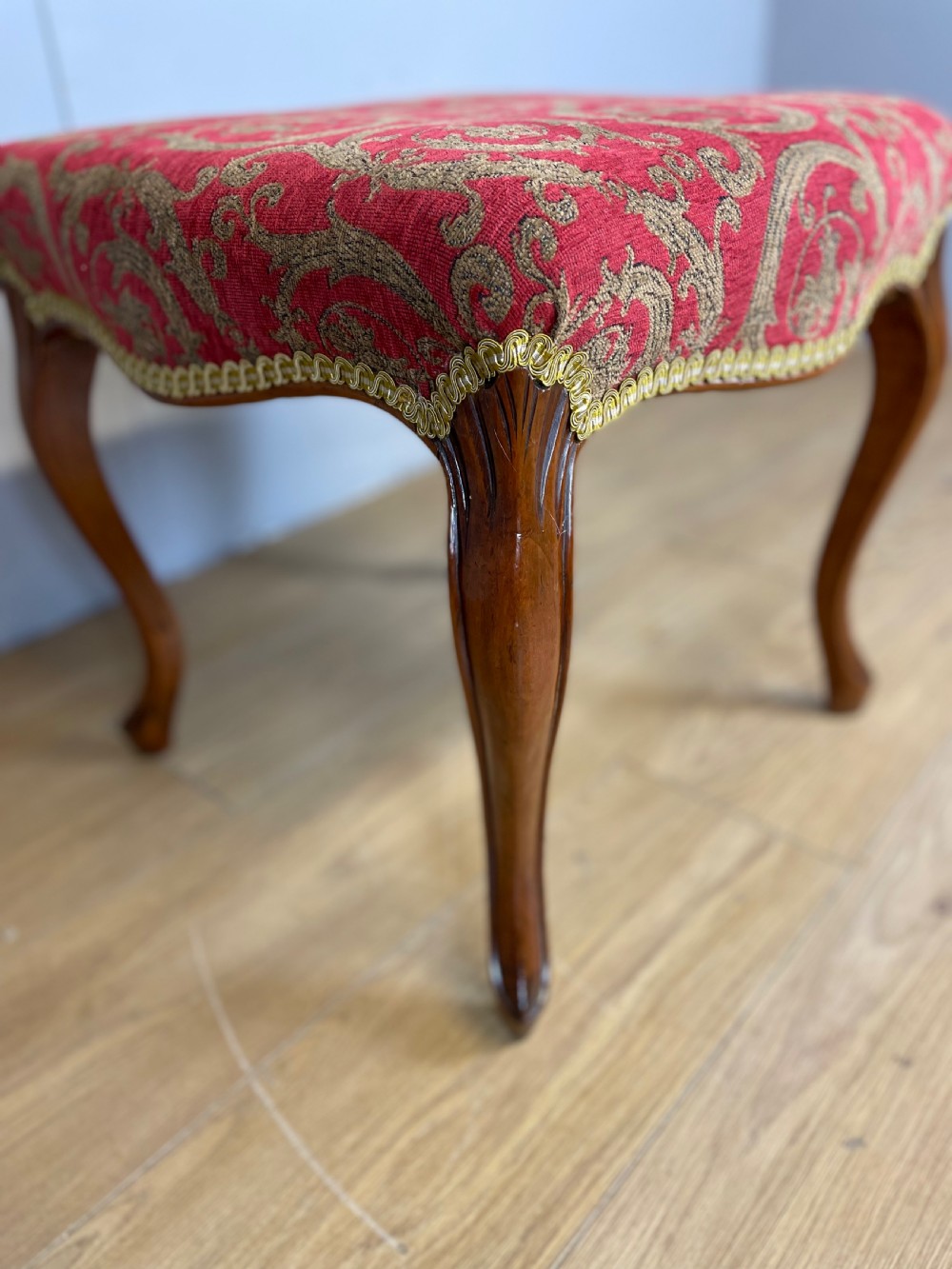 Nineteenth century serpentine stool with walnut cabriole legs  View VI