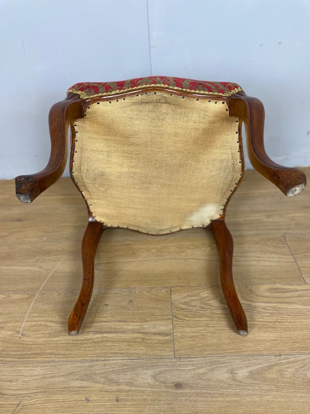 Nineteenth century serpentine stool with walnut cabriole legs  View VIII