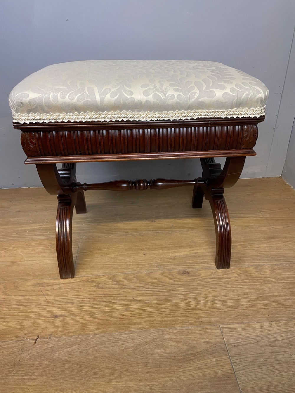 Nineteenth century mahogany x framed stool  View II