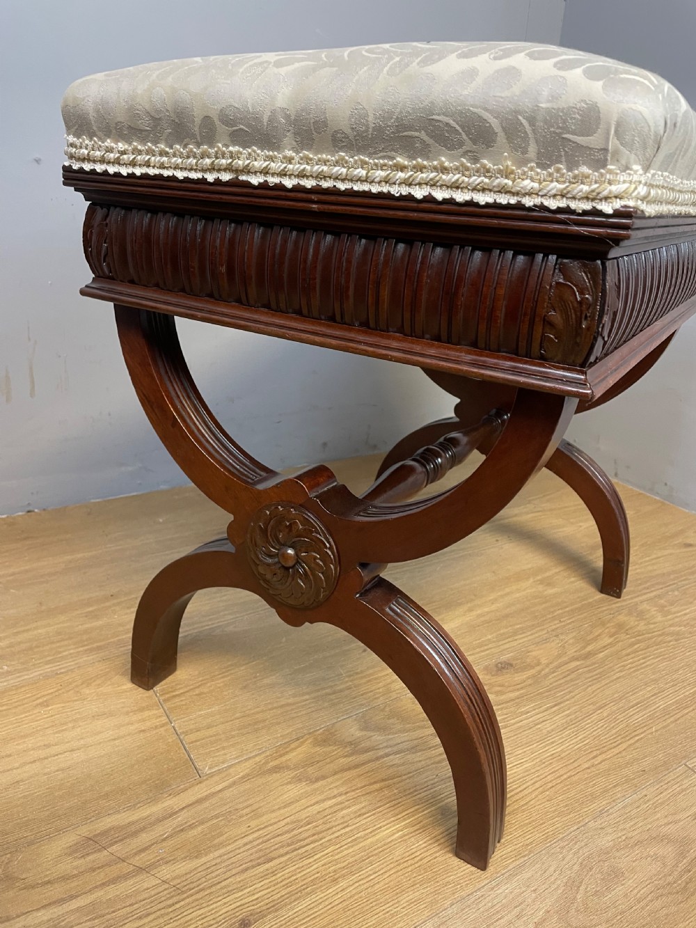 Nineteenth century mahogany x framed stool  View III