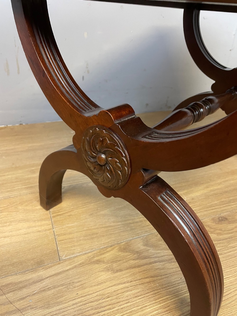 Nineteenth century mahogany x framed stool  View IV