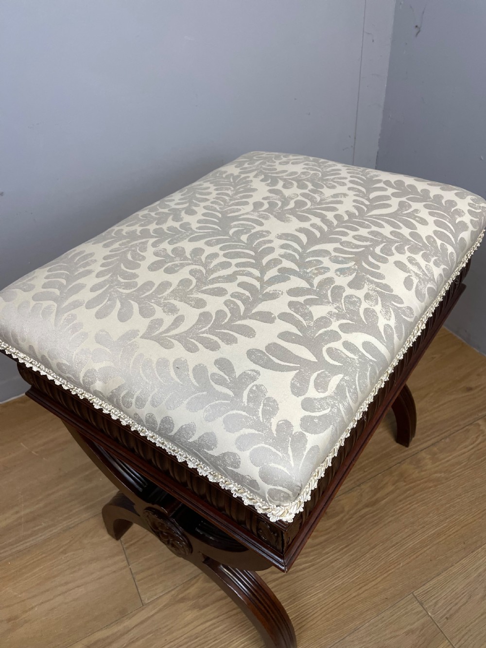 Nineteenth century mahogany x framed stool  View V